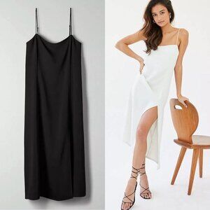 Aritzia Babaton Slit Slip Midi Dress in Black (XXS)